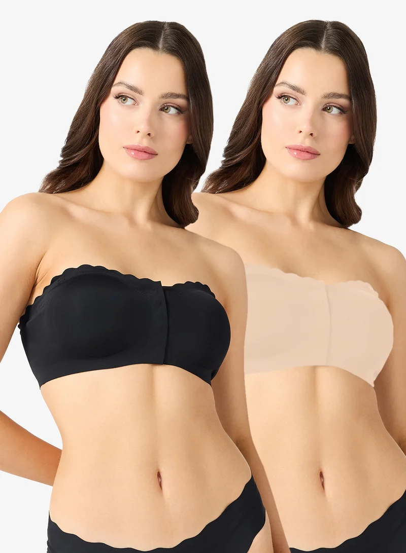 Ginger 2PC Seamless Non Wired Padded Front Closure Laser Cut Bra